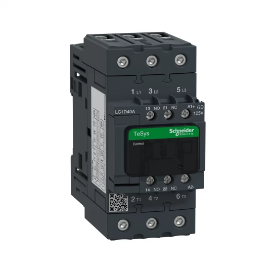 Stycznik mocy I= 40A AC-3, styki pom. 1NC+1NO, nap. cewki 125 V DC LC1D40AGD