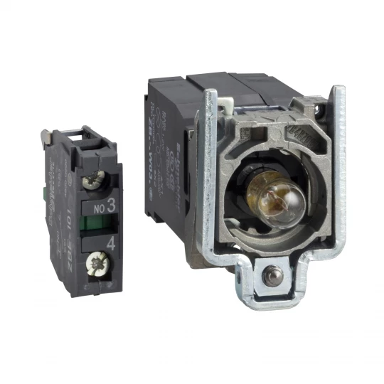Zestaw św. z korpusem/kołnierzem mocującym z żarówką BA9s 220...240V 1NO ZB4BW031