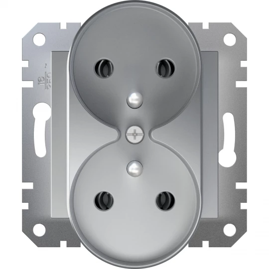 Asfora Gniazdo podwójne z/u bez ramki aluminium EPH9810261