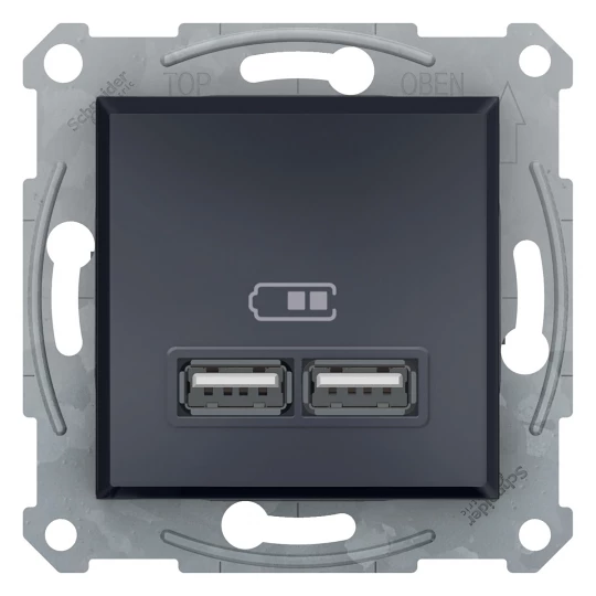 Asfora Gniazdo ładowarki USB 2.1A bez ramki, antracy EPH2700271