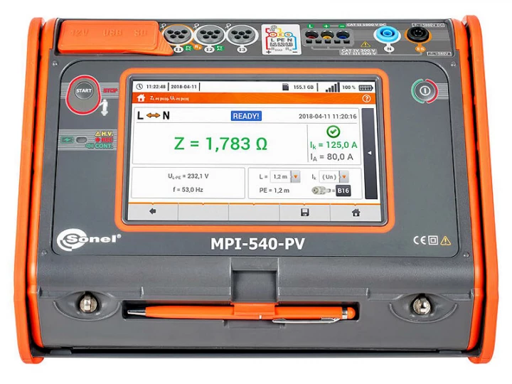 Miernik parametrów instalacji elektrycznych MPI-540-PVS WMPLMPI540PVS (bez 3 szt. cegów F-3A)