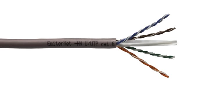 Kabel Emiter Net UTP (U/UTP) kat. 6 450 MHz, drut 4 x 2 x 23 AWG LS0H B2ca K/EMITERNET-UTP6LS0HB2CA /305m/