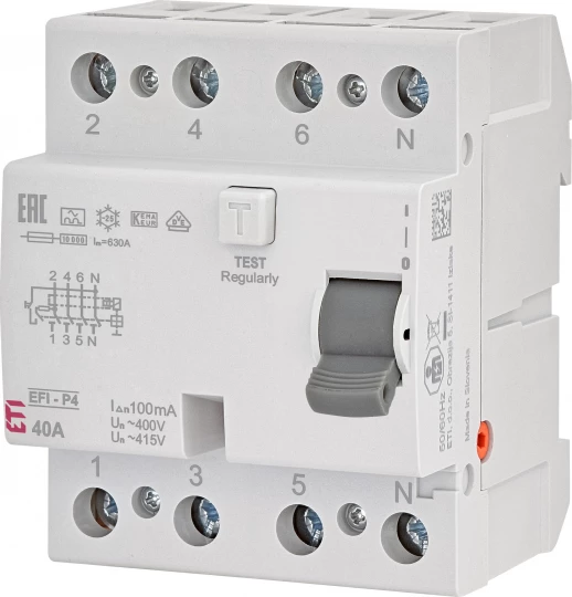 Wyłącznik różnicowoprądowy 4P 40A 0,1A EFI-P4 A 40/0.1 002061522