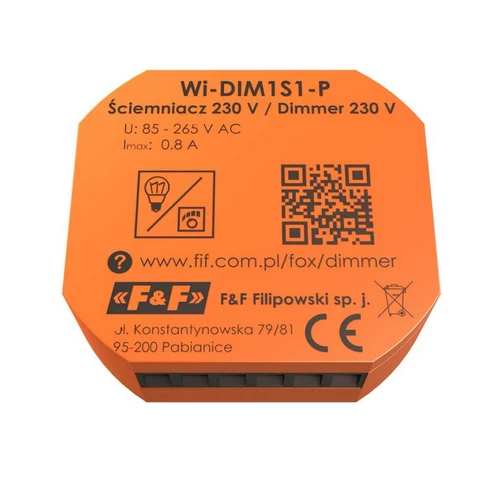 FOX Ściemniacz Wi-Fi do LED i oświetlenia zwykłego 230V Dimmer Wi-DIM1S1-P
