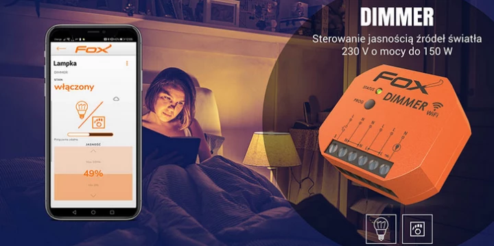 FOX Ściemniacz Wi-Fi do LED i oświetlenia zwykłego 230V Dimmer Wi-DIM1S1-P