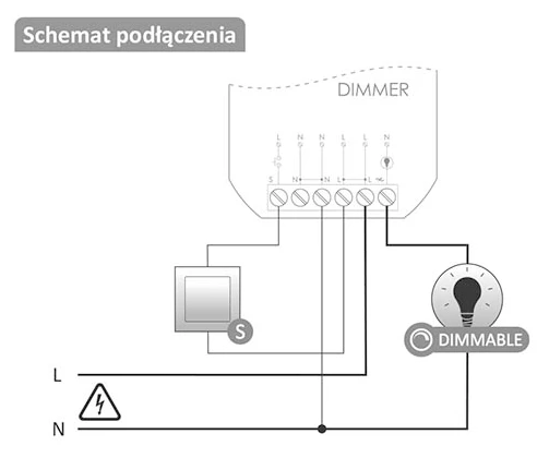 FOX Ściemniacz Wi-Fi do LED i oświetlenia zwykłego 230V Dimmer Wi-DIM1S1-P
