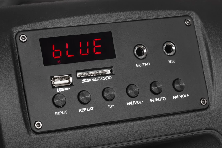 Aktywna kolumna głośnikowa (z 2 mikrofonami bezprzewodowymi UHF, SD, Bluetooth, FM, USB) 20 Watt