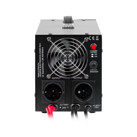 Zasilacz awaryjny KEMOT PROsinus-1500/24 przetwornica z czystym przebiegiem sinusoidalnym i funkcją ładowania 24V 230V 1500VA/1050W - kolor czarny