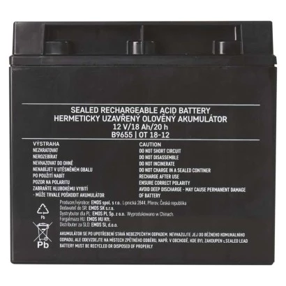 Akumulator ołowiowy AGM 12V 18Ah 12x12 B9655