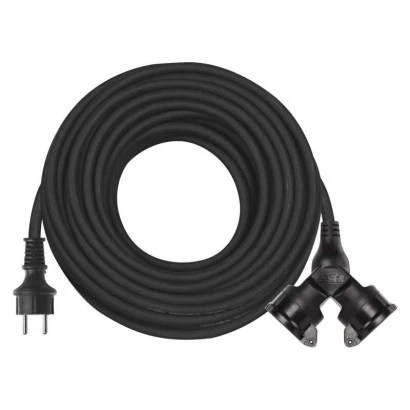 Przedłużacz 2 gniazda 25m 3× 15mm guma P0604