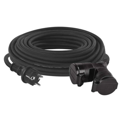 Przedłużacz 2 gniazda 25m 3× 15mm guma P0604