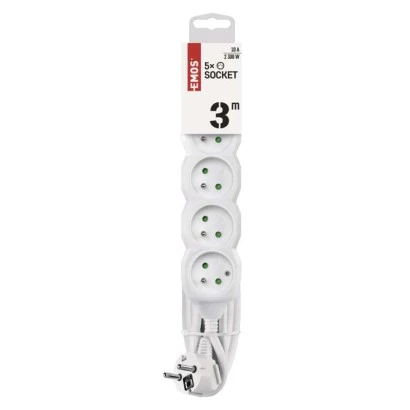 Przedłużacz z uziemieniem 5-gniazd /3m/ 3x1 mm2 biały P0513