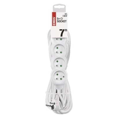 Przedłużacz z uziemieniem 5-gniazd /7m/ 3x1 mm2 biały P0517