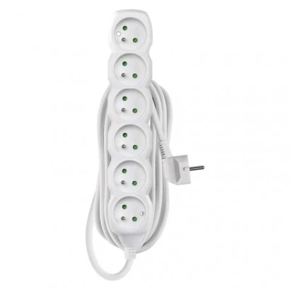 Przedłużacz z uziemieniem 6-gniazd /5m/ 3x1 mm2 białyP0615