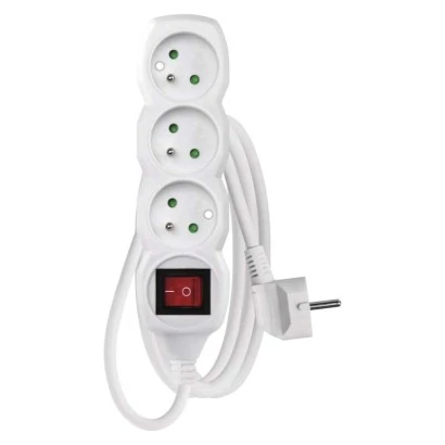 Przedłużacz z uziemieniem + wyłącznik 3-gniazda /1,5m/ 3x1 mm2 biały P13115