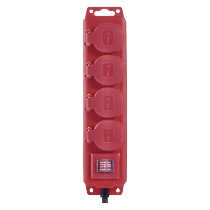 Przedłużacz z wyłącz. 4 gn 10m 15mm IP44 guma czerwony P14101