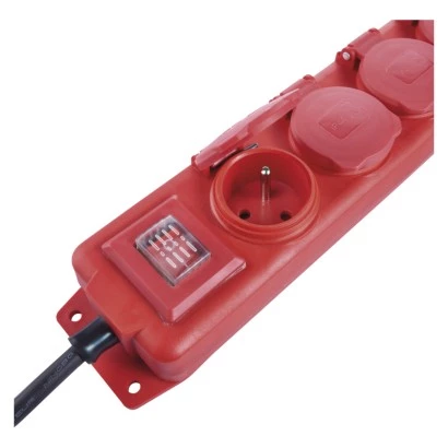 Przedłużacz z wyłącz. 4 gn 10m 15mm IP44 guma czerwony P14101