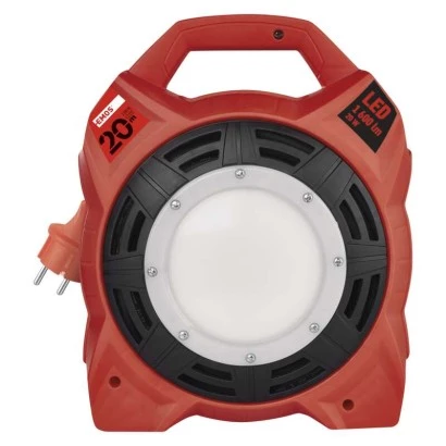 Przedłużacz bębnowy ogrodowy 20 m / 4 gn / guma / 230 V / 1,5 mm2 z naświetlaczem LED