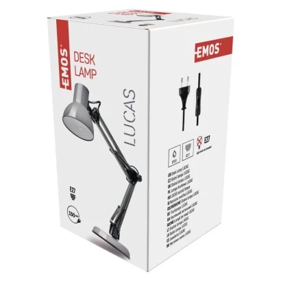 Lampa biurkowa E27 LUCAS 48 cm ciemno szary