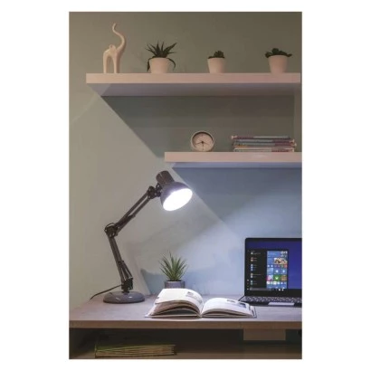 Lampa biurkowa E27 LUCAS 48 cm ciemno szary