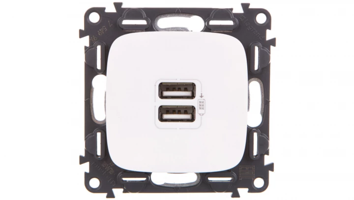 VALENA ALLURE Gniazdo ładowania usb podwójne białe 754995