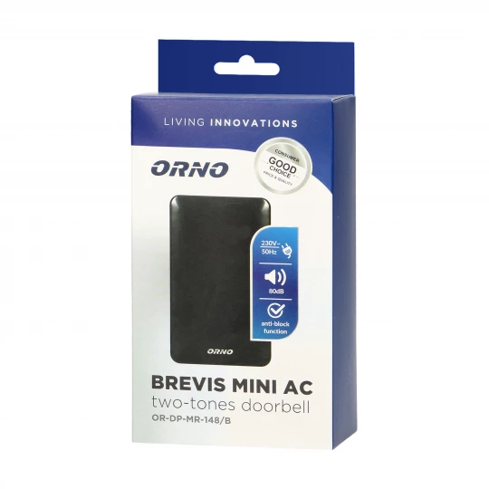 Dzwonek elektromechaniczny dwutonowy BREVIS MINI AC, 230V, czarny,OR-DP-MR-148/B