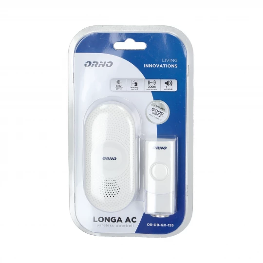 Dzwonek bezprzewodowy Longa AC, sieciowy, learning system, 36 dźwięków, 300m,OR-DB-QX-155
