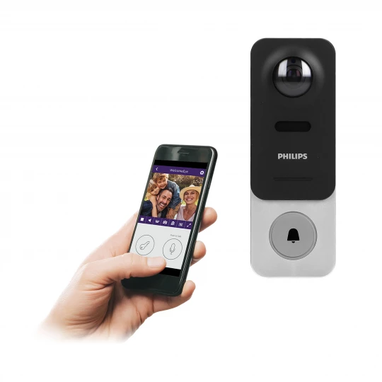 Philips WelcomeEye Link, wideodomofon bezprzewodowy smart z WiFi na baterię wielokrotnego ładowania, 531134