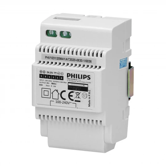 Philips WelcomeEye Power transformator modułowy do systemów wideo domofonowych 230V AC/24V DC, łatwy i szybki montaż naty,531110