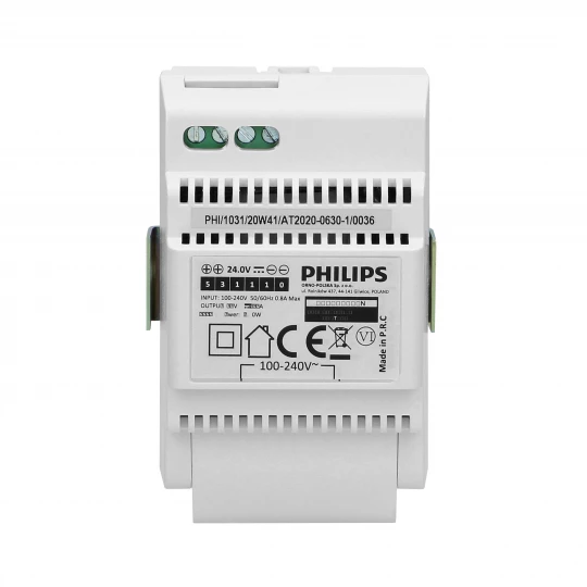 Philips WelcomeEye Power transformator modułowy do systemów wideo domofonowych 230V AC/24V DC, łatwy i szybki montaż naty,531110