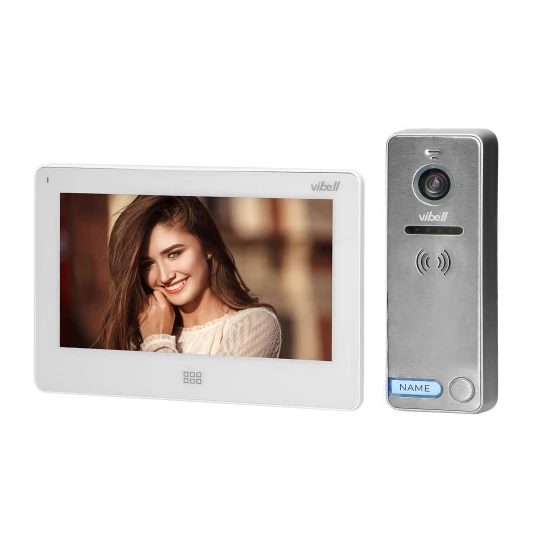 Zestaw wideodomofonowy, bezsłuchawkowy kolor, LCD 7, dotykowy, menu OSD, pamięć, gniazdo na kartę SD, DVR, OR-VID-EX-1060/W