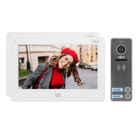 Zestaw wideodomofonowy 2-rodzinny, bezsłuchawk. kolor, LCD 7, dotykowy, menu OSD, pamięć, gniazdo na kartę SD,OR-VID-EX-1064/W