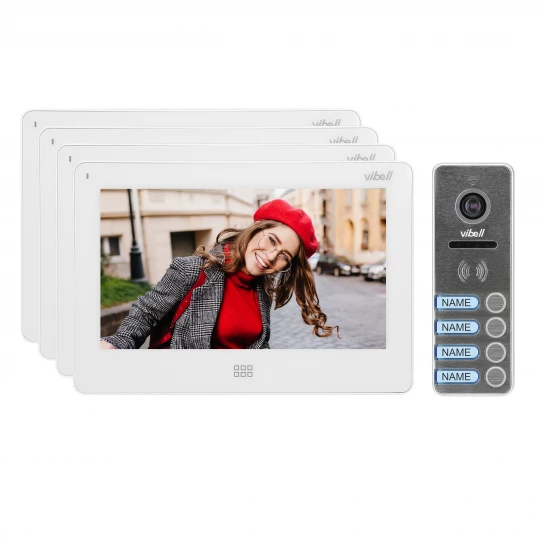 Zestaw wideodomofonowy 4-rodzinny, bezsłuchawk. kolor, LCD 7, dotykowy, menu OSD, pamięć, gniazdo na kartę SD,OR-VID-EX-1066/W