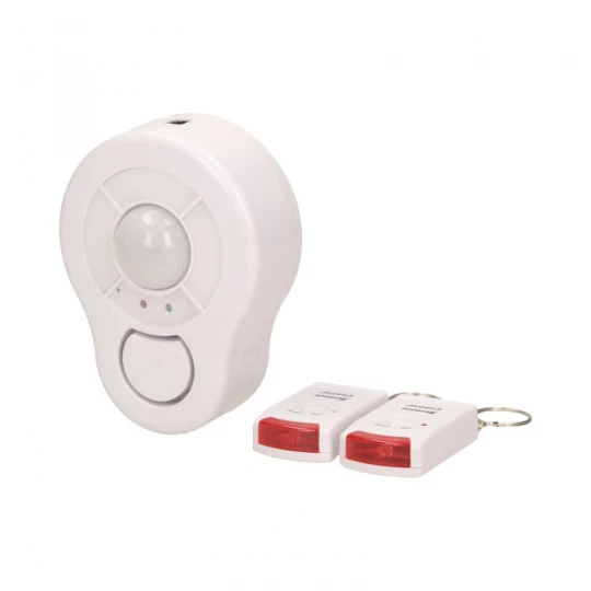 Mini alarm bezprzewodowy sufitowy z wbudowaną syreną sterowany pilotem, 5m, bateryjny
