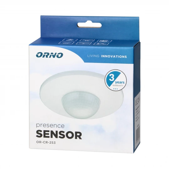 Czujnik ruchu 360 st. IP20, 2000W, 3 sensory, regulacja zasięgu Ø3m-20m, biały