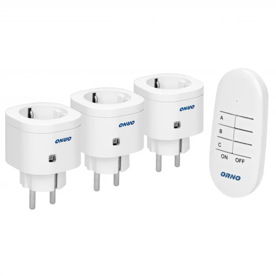Zestaw bezprzewodowych mini gniazd sterowanych pilotem 3+1, wersja schuko,OR-GB-438(GS)