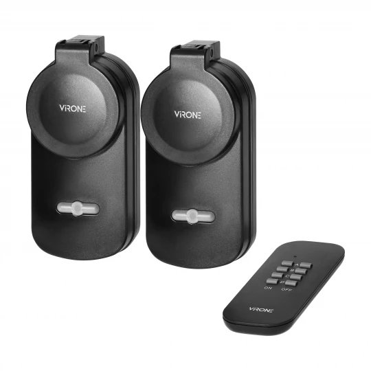 Zestaw bezprzewodowych gniazd sterowanych pilotem 2+1, IP44,RS-2