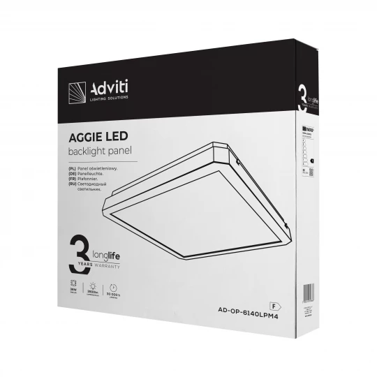 AGGIE LED 38W oprawa oświetleniowa, 3500lm, IP20, 4000K, stalowa obudowa+PC,AD-OP-6140LPM4