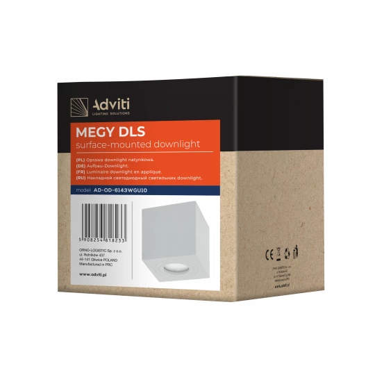 MEGY DLS GU10 downlight max 50W, IP54, kwadrat, biały, aluminium,AD-OD-6143WGU10