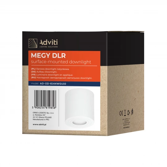 MEGY DLR GU10 downlight max 50W, IP54, okrągły, biały, aluminium,AD-OD-6144WGU10