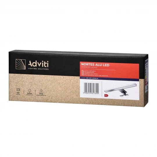 NORTES LED 5W, lampa nad lustro, 320lm, 4000K, dł. 30 cm, aluminium, srebrna,AD-OM-6104L4