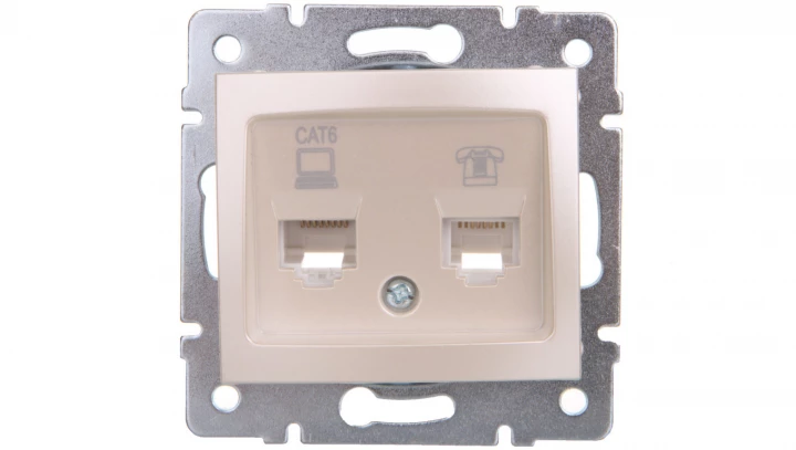 DOMO Gniazdo teleinformatyczne RJ45 Cat 6+RJ11 perłowe białe 011440030 24994
