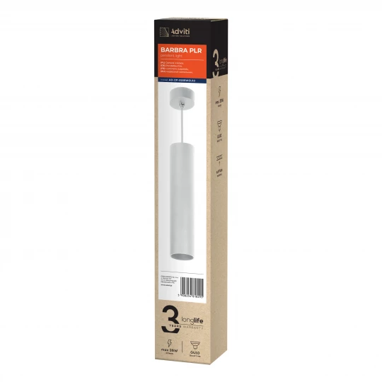 BARBRA PLR GU10 oprawa wisząca max 35W, IP20, okrągły, biały, aluminium,AD-OP-6189WGU10