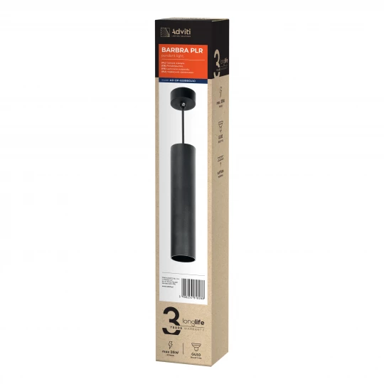 BARBRA PLR GU10 oprawa wisząca max 35W, IP20, okrągły, czarny, aluminium,AD-OP-6189BGU10