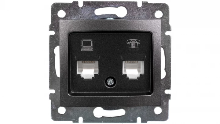 DOMO Gniazdo teleinformatyczne RJ45 Cat 5e+RJ11 grafit 011430041 24934
