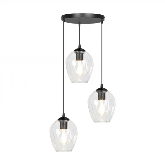 IRIS lampa wisząca, moc max.3x60W, E27, czarno-transparentna