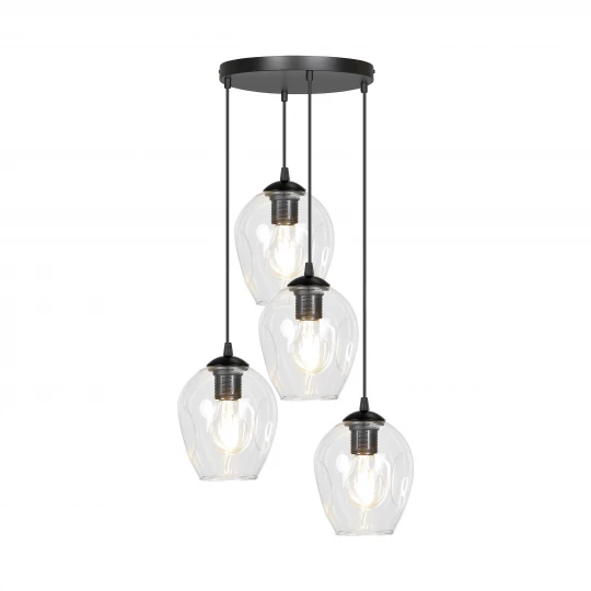 IRIS lampa wisząca, moc max.4x60W, E27, czarno-transparentna