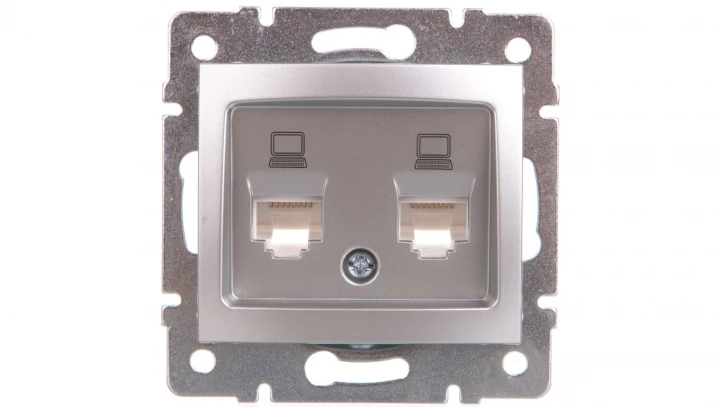 DOMO Gniazdo komputerowe podwójne niezależne 2x RJ45Cat 5e Jack srebrne 011410043 24873