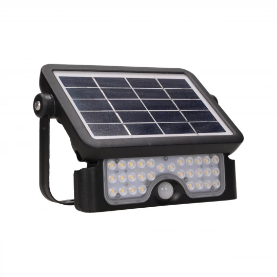LUX LED 5W, naświetlacz solarny z czujnikiem ruchu 500lm, IP65, 4000K, 2x1500mAh, czarny,AD-SL-6108BLR4