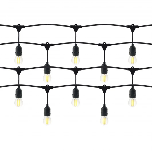 Zestaw girlanda oświetleniowa 20 m, IP44, czarna + 20 żarówek LED 1W E27, 3000K